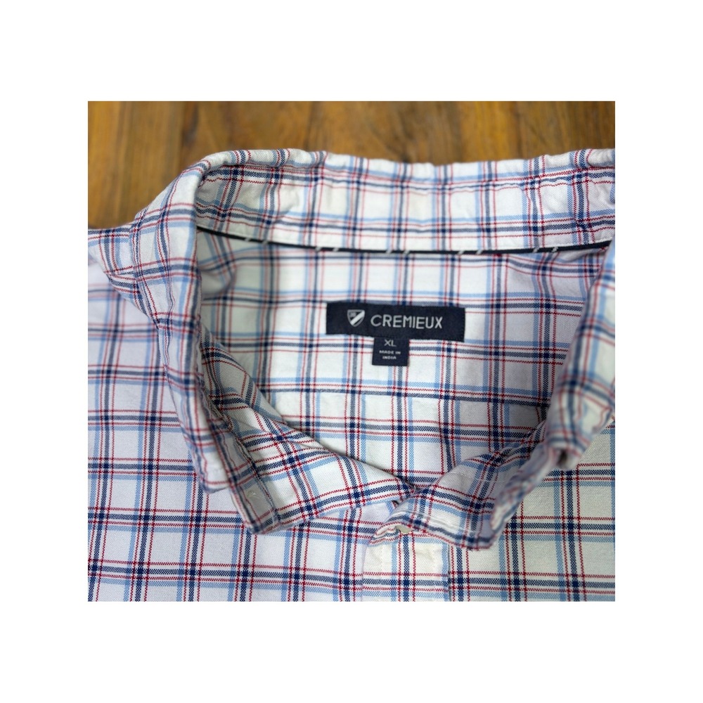 Cremieux Men's XL White Red Blue Plaid Cotton Button Down Shirt Preppy‎ - Picture 6 of 9
